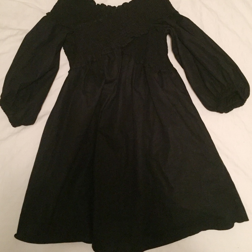 Black Shoulderless Criss Cross Babydoll dress